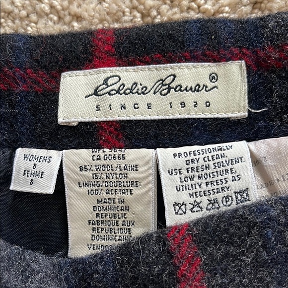 Plaid Wool Skirt - Navy and Red - Picture 2 of 7